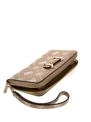 Guess Biscotti Printed Zipper Carrie Logo Large Zip Around Wallet