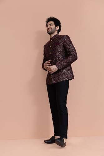 KISAH Men Maroon Ethnic Motifs Bandhgala, 38