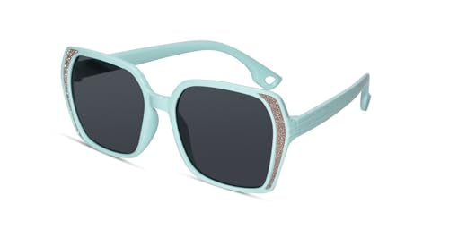 LensKandy Kids Sunglasses | Stylish Square Shape for Girls | 100% UV Protected glasses | Silicone light weight flexible material | Green