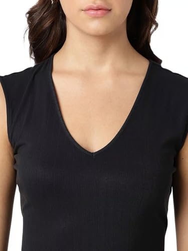 GUESS Women Black Solid V-Neck Dress