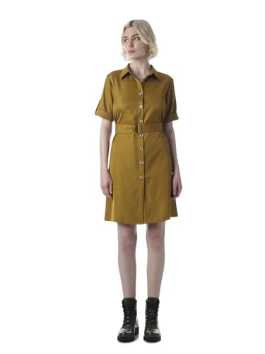 ONLY Women's Polyester Mini Shirt Dress with Belt (9020998- Tapenade