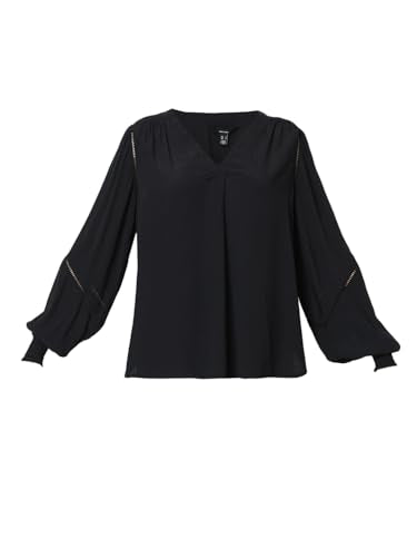 VERO MODA Women's Solid Regular Fit T-Shirt (Black) - SaumyasStore