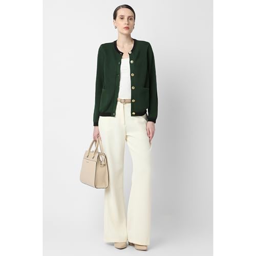 Van Heusen Women's Cotton Blend Crew Neck Sweater (VWSWURGF889228_Green