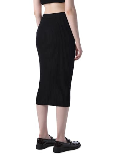 ONLY Women's Solid Pencil High Rise Black Skirt