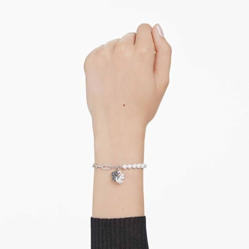 Swarovski Swan Bracelet, Crystal Pearl, Swan, Black, Rhodium-Plated, Medium, Crystals, rhodium-plated, Cubic Zirconia, crysta