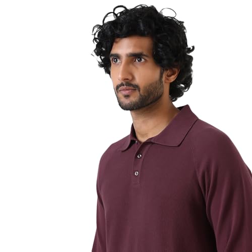 Blackberrys Men's Slim Fit Solid Rust Pullover Sweater