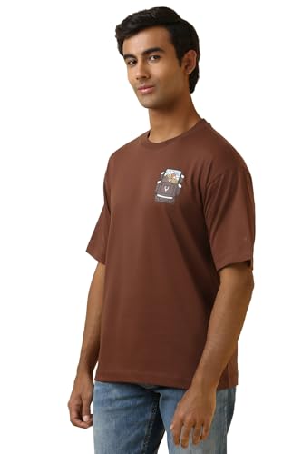Allen Solly Men Brown Graphic Printed Crew Neck T-Shirt