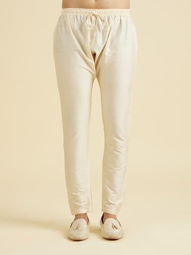 Manyavar Men's Cotton Blend Self Design Kurta Pyjama Set (Lilac,M)