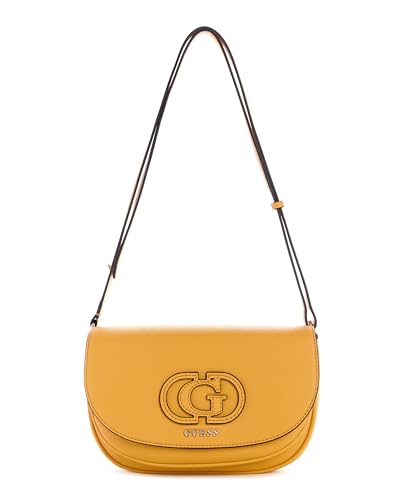 GUESS Women Gold Textured Adjustable Shoulder Strap Crossbody Bag