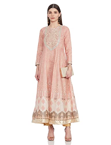 W for Woman Dark Green Printed Kurta with Embroidery_21AUW13699-115116_S