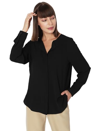 VERO MODA Women Solid Polyester Regular Fit Black Shirt