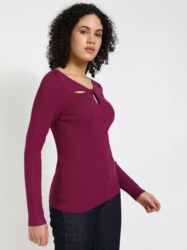Slim Fit Rayon Keyhole Neck Top