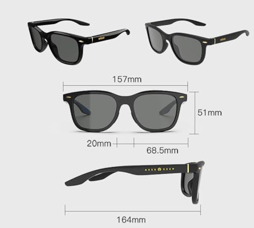 Aeoss Wicue E-Touch Instant Dimming Sunglasses with 5-Level Slide-to-Dim Brightness Control | Polarized Photochromic Lens UV Protection & Magnetic Charging | Stylish Black Frame for Men & Women