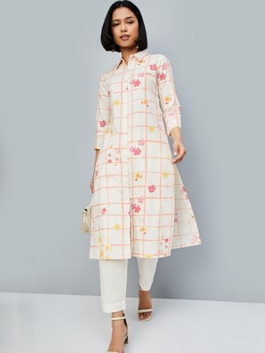 Max Women's Cotton Blend Kurta Set (CTKST54030_Off White
