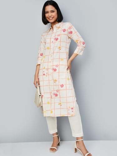 Max Women's Cotton Blend Kurta Set (CTKST54030_Off White