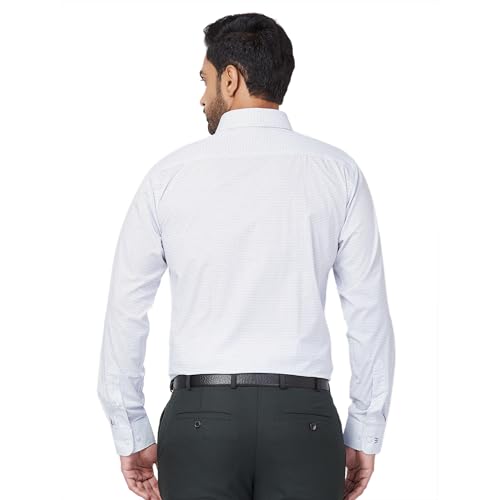 Raymond Men's Slim Fit Print Pattern Pure Cotton Semicutaway Collar Full Sleeve Formal Shirt (Size: 46)-RMSX12937-B4 Medium Blue