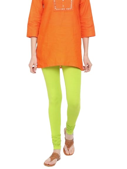 De Moza Ladies Churidar Leggings Solid Cotton Lime