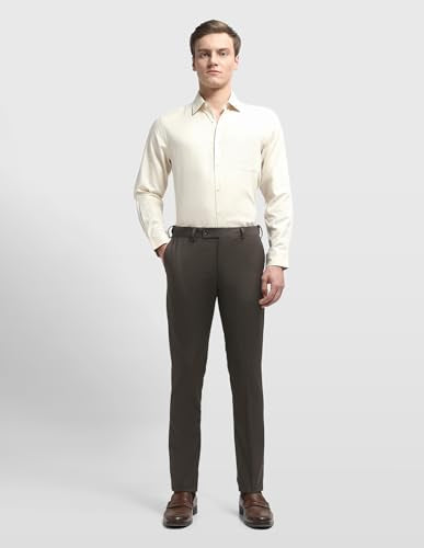 Arrow Men's Hudson Regular Fit Dobby Trousers (ARALTR2085_Dark Brown_38)
