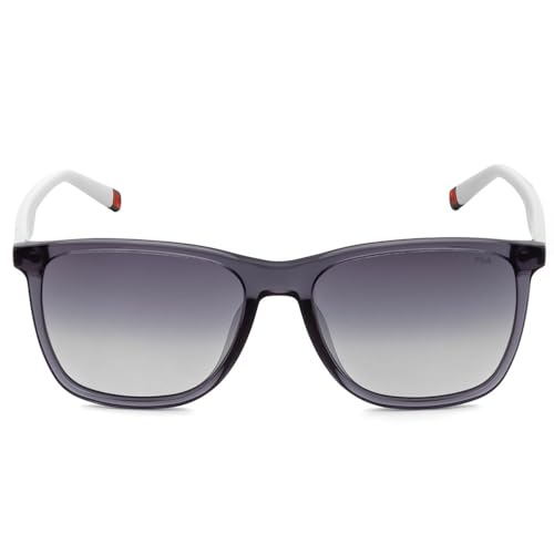 FILA sunglasses| 100% UV protected | Gradient | Full Rim | Square | Men | Large | Shiny Crystal Grey Acetate Frame | White Mirror-Smoke Gradient Lens
