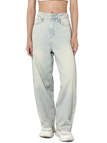 ONLY Women's Loose Fit High Rise Blue Jeans