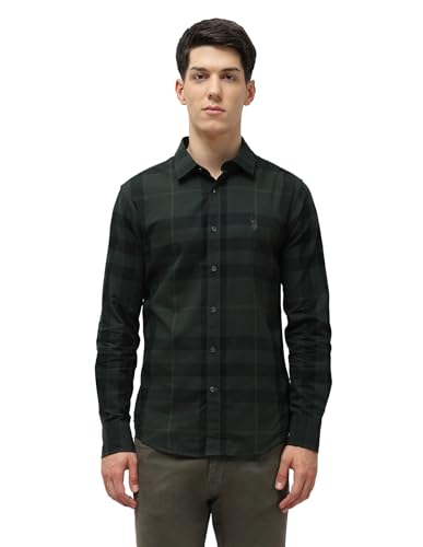 U.S.Polo ASSN. Men's Checkered Tailored Fit Shirt (USSHT2959_Olive