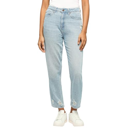 Pepe Jeans Women's Relaxed Jeans (PL204634Q056_Light Used Indigo Blue