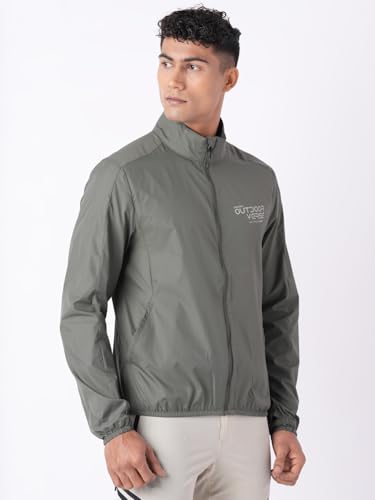 Wildcraft Men Sierra Solid Nylon Blend Collored Casual Wind Breaker Jacket, Full Sleeve - Regular fit, Olive Green, XXXL