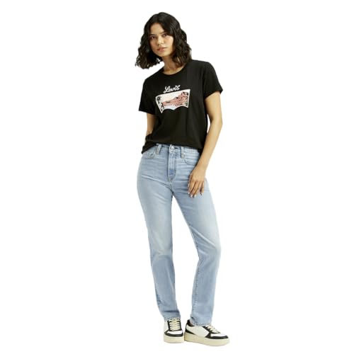Levi's Women's Mid Rise 724 Slim Straight Fit Light-Blue Jeans
