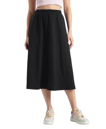 Jockey WZ29 Women Microfiber Fabric Skirt with Side Pockets_Black_XXL