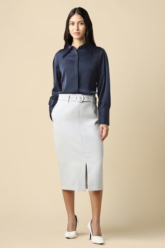 Women Navy Solid Long Sleeves Shirt