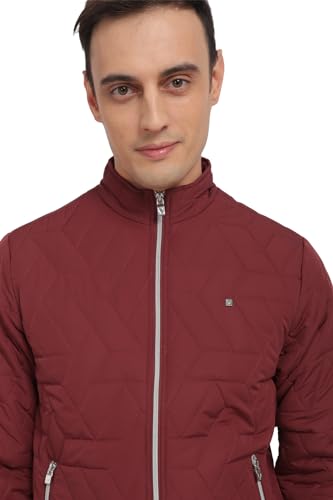 Men Maroon Solid Full Sleeves Casual Jacket