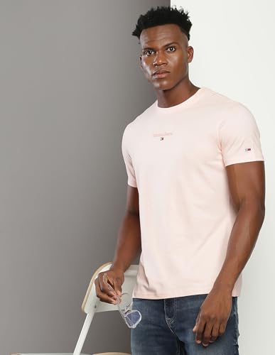 Tommy Hilfiger Mens Pink Color T-Shirt (XL)