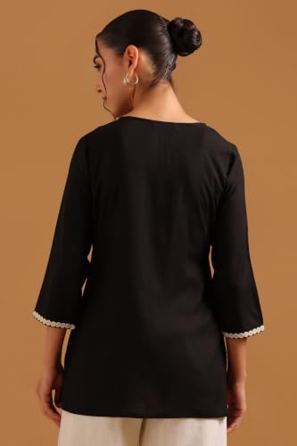 Soch Womens Black Viscose Kashmiri Embroidered Tunic
