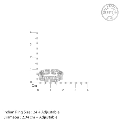 GIVA 925 Silver Zircon Studded Sparkle Ring For Him, Adjustable | Gifts for Men and Boys | With Certificate of Authenticity and 925 Stamp | 6 Months Warranty