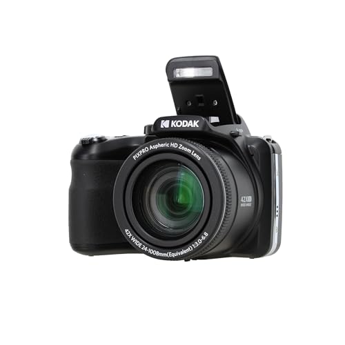 Kodak PIXPRO AZ425 20MP Vlogging Digital Camera (Black) 42X Optical Zoom, 24mm Wide Angle Lens Bundle with 64GB Memory Card + Vlogger Tripod + Bag + More Vlog Accessories