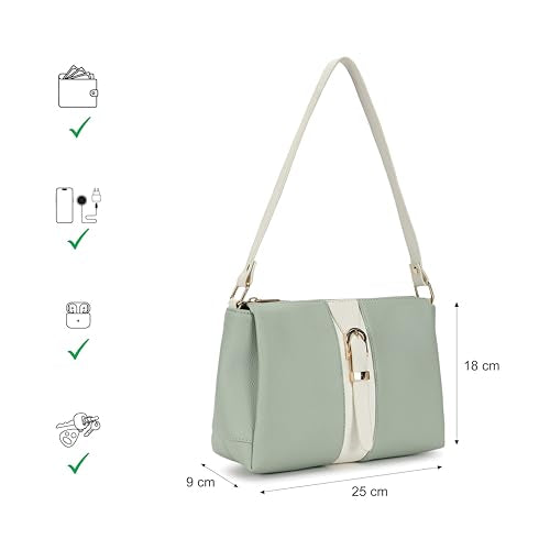 Fastrack Soft Serve Shoulder Bag for Women | Medium Size with Top Zip Closure, Buckle Detailing & Inner Organiser Pockets | Everyday Casual Shoulder Bag