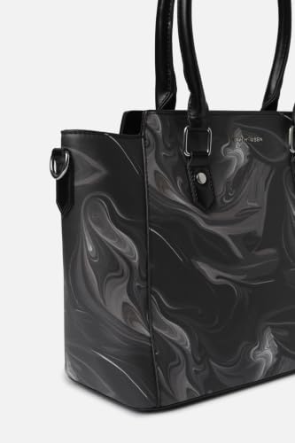 Women Black Print Casual Tote Bag
