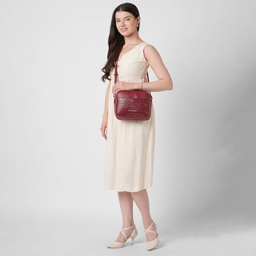 Caprese Minato Sling Medium Bag for Women | Stylish Bag with Adjustable Strap, Secure Zip Closure for Comfortable Wear | Versatile Handbag for Everyday Use, Travel & Special Occasions (Cherry Red)