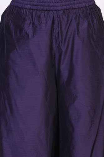 W for Woman Purple Zari Embroidered A Line Kurta with Flared Pant and Dupatta Set (WS13285-224374-XS)