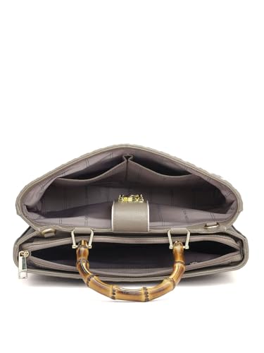 Da Milano Genuine Leather Grey Satchel (Medium) (01668)