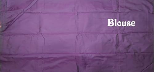 VFCollections Women's Kanchipuram Silk Pure Pattu Sarees- No Border/Zero Border - Teen & Mid age With Blouse (VFC263-9)