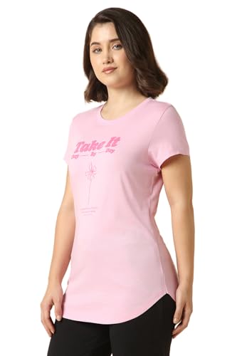 Van Heusen Women Front Print Lounge T-Shirt - Round Neck, Short Sleeve, Ultra Soft