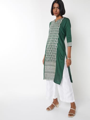 Max Women's Polyester Blend Regular Kurta (PFEKPA25FE_Green