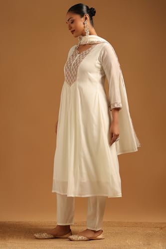 Soch Womens Cream Mul Chanderi Geometric Salwar Suit With Machine Embroidery and BeadsDetails