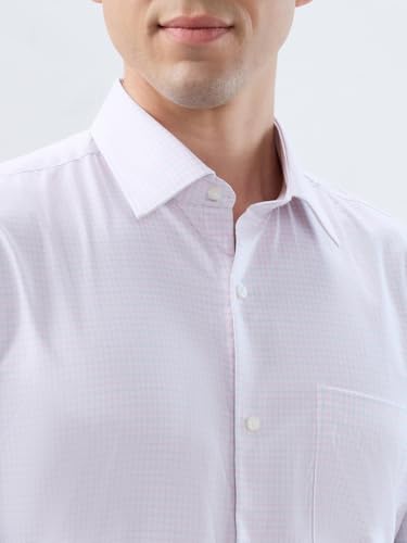 Raymond Men Contemporary Fit Structure Pattern Pure Cotton Semi Cutaway Collar Full Sleeve Formal Shirt Red
