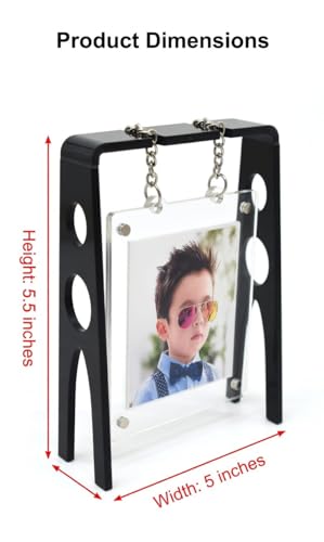 Customizable Acrylic Swing Photo Frame | Table Top & Desk Decor | 5.5 x 5 Inch | Black | Personalized Gift for Birthday, Anniversary, Wedding & Home Decor