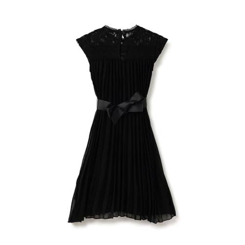 UNITED COLORS OF BENETTON Regular Fit Round Neck Embroidered Lace Insert Perma Pleat Dress (Size: 3-4 Years)-25P4POLDR0RFI100 Black