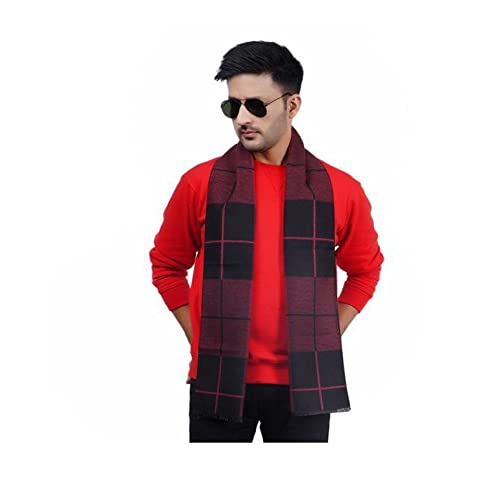 Krystle Boy's Woolen Casual Winter Wear Knitted Warm Premium Mufflers (Red & Black)