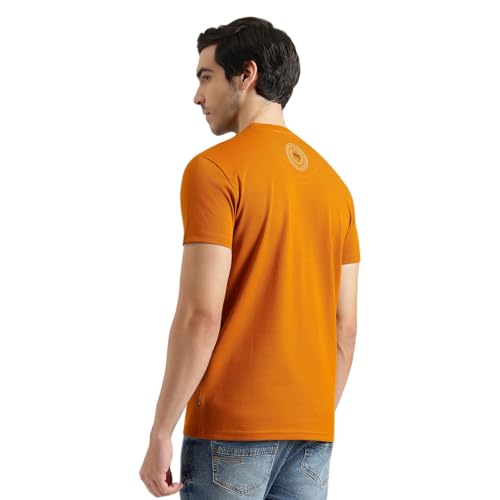 United Colors of Benetton Regular Fit Round Neck Embroidered T-Shirt (Size : S) - 26P3M89J3320IDY2 Rust