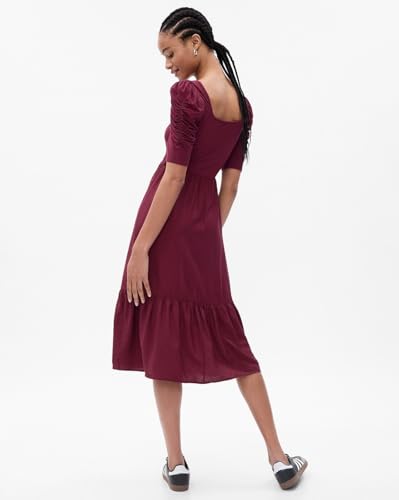 GAP Women's Rayon Classic Midi Casual Dress (442253334_Darkpurple_Dark Purple